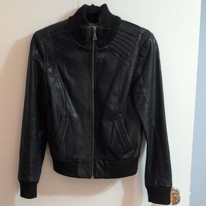 Danier Black Bomber Leather Jacket for Women